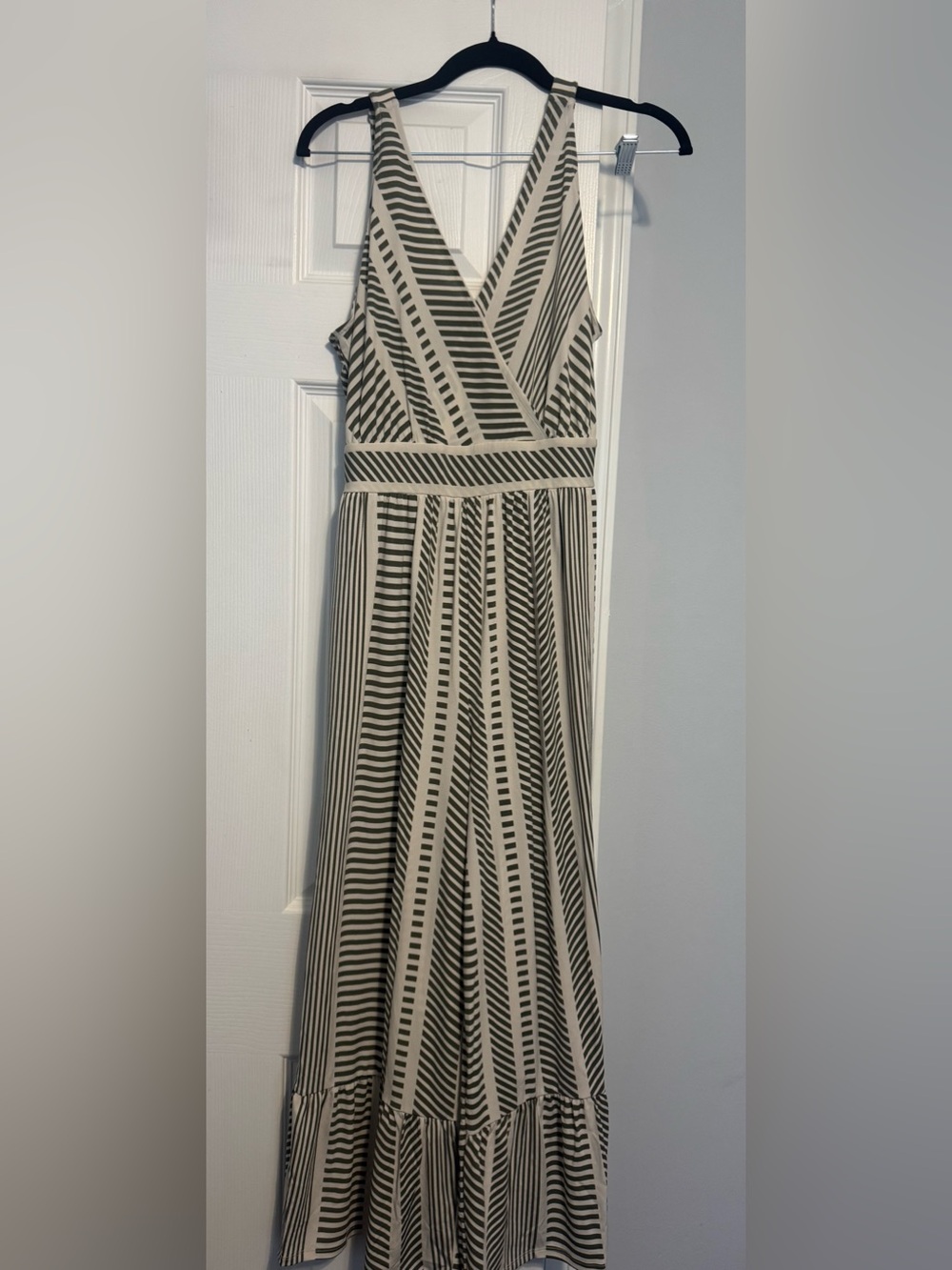 Cato Black and Cream Striped Wrap Jumpsuit